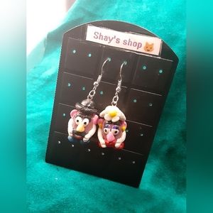 Mr and mrs potatohead earrings